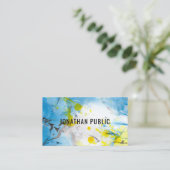 Berufliches Trendblau gelb Moderne Abstrakt Visitenkarte (Stehend Vorderseite)