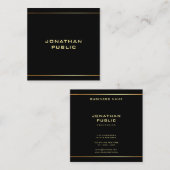 Berufliches trendy Template Black & Gold Stilvoll Quadratische Visitenkarte (Vorne/Hinten)