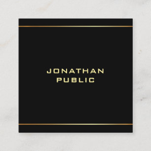 Berufliches trendy Template Black & Gold Stilvoll Quadratische Visitenkarte