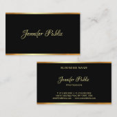 Berufliches Typografie-Skript in Schwarz-Gold-Vorl Visitenkarte (Vorne/Hinten)