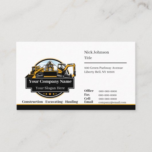 Berufliches Unternehmen für den Bau von Schweranla Visitenkarte (Vorderseite)