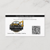 Berufliches Unternehmen für den Bau von Schweranla Visitenkarte (Rückseite)