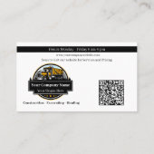 Berufliches Unternehmen für den Bau von Schweranla Visitenkarte (Rückseite)