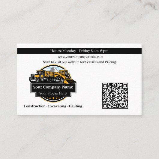 Berufliches Unternehmen für den Bau von Schweranla Visitenkarte (Rückseite)