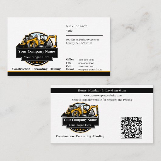 Berufliches Unternehmen für den Bau von Schweranla Visitenkarte (Vorne/Hinten)