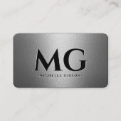 Berufliches Unternehmen Silver Monogram Modern Visitenkarte (Vorderseite)