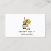 Berufliches Weinglas, Flasche, Sonnenblumen Visitenkarte (Vorderseite)