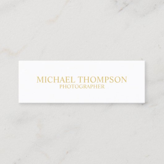 Berufliches Weiß und Gold Mini Visitenkarte (Vorderseite)