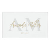 Berufliches Weiß und Gold Moderne Magnettechnologi Namenschild (Vorderseite)