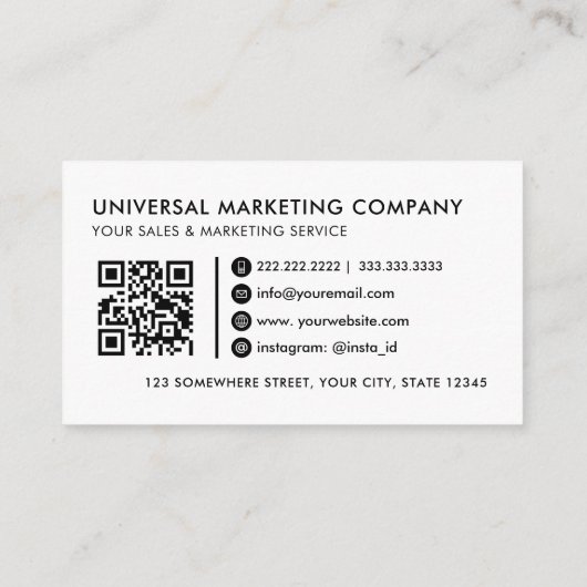 Berufliches Weiß und Schwarz Visitenkarte (Rückseite)