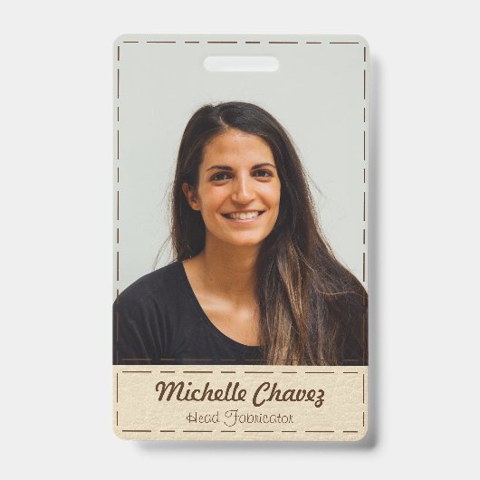 Berufliches weißes Imitat Leder Foto Ausweis (Front)