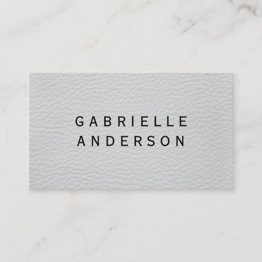 Berufliches weißes Leder mit feinem Text Visitenkarte (Vorderseite)