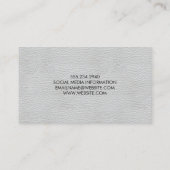 Berufliches weißes Leder mit feinem Text Visitenkarte (Rückseite)