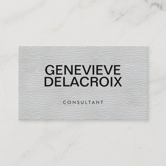 Berufliches weißes Leder mit feinem Text Visitenkarte (Vorderseite)