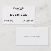 Berufliches weißes schlichtes elegantes modernes visitenkarte (Vorne/Hinten)