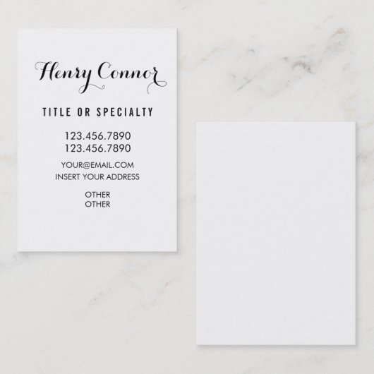 Berufliches weißes vertikales Brett Visitenkarte (Vorne/Hinten)