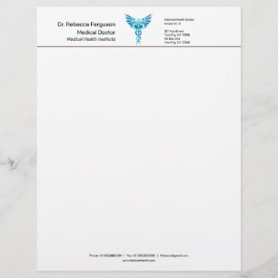 Berufliches Wertvolles blauer Caduceus Briefbogen