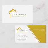 Berufliches Zuhause Real Anwesen Agent Logo Gelb Visitenkarte (Vorne/Hinten)