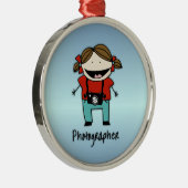 Berufs-Fotograf-Frau Silbernes Ornament (Rechts)