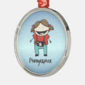 Berufs-Fotograf-Frau Silbernes Ornament (Links)