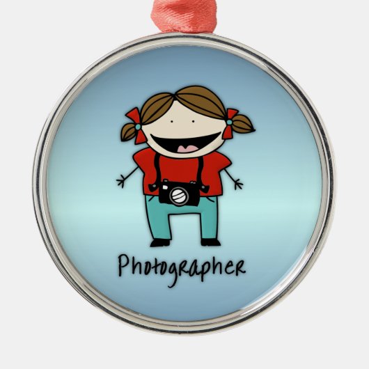 Berufs-Fotograf-Frau Silbernes Ornament (Vorne)