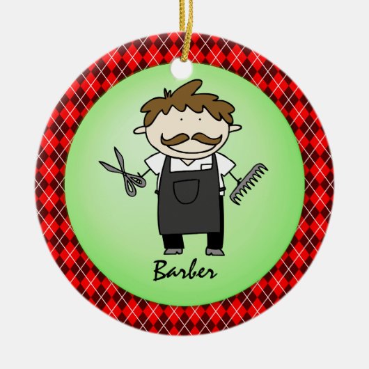 Berufs-Friseur-Weihnachten personalisiert Keramik Ornament (Vorne)