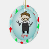 Berufs-männliche Haar-Stylist-Weihnachtsgewohnheit Keramikornament (Rechts)