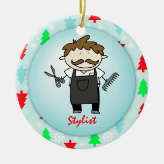Berufs-männliche Haar-Stylist-Weihnachtsgewohnheit Keramikornament