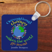 Berufs-Therapeut Zitat Personalisiert Blue Schlüsselanhänger (Rückseite)