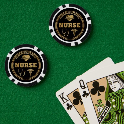 Berufsemblem des Pflegepersonals | Mitgefühl in Ak Pokerchips (Pokertisch (doppelt))