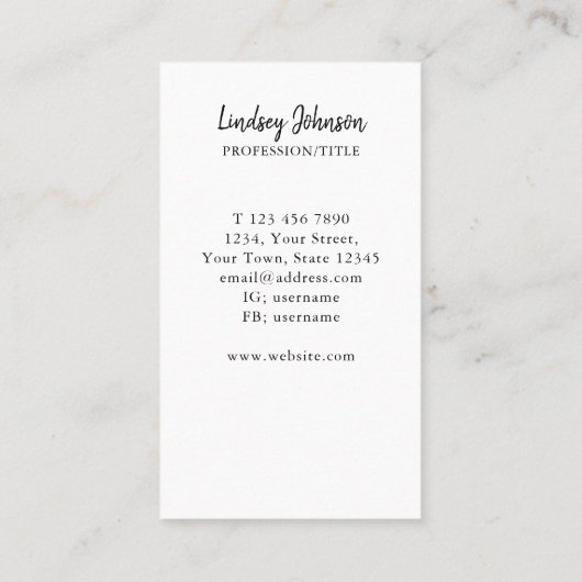 Berufsfarbige Visitenkarte (Rückseite)