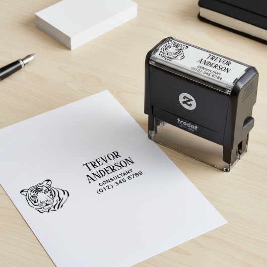 Berufsname und Kontaktinformationen Tiger Permastempel