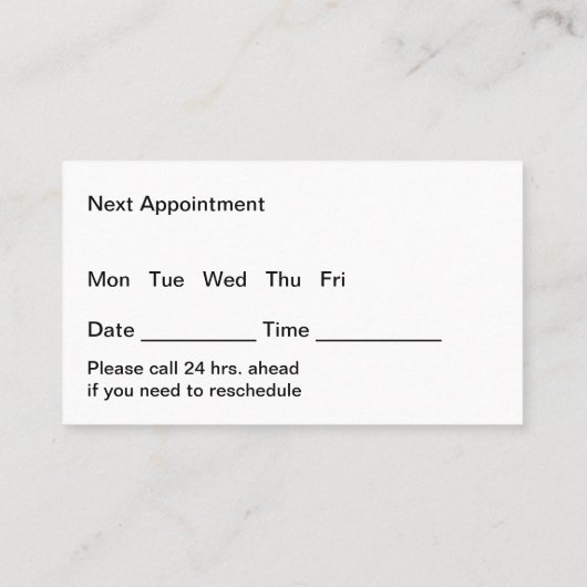 Berufspraxis bei Ärzten Terminkarte (Rückseite)