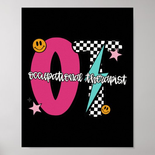 Berufstherapeut Retro Kariert Ot Abschluss Poster (Vorne)