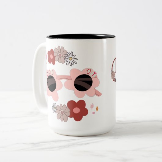 BerufstherapeutIn Fun Floral Sonnenbrille Zweifarbige Tasse (Vorderseite Links)