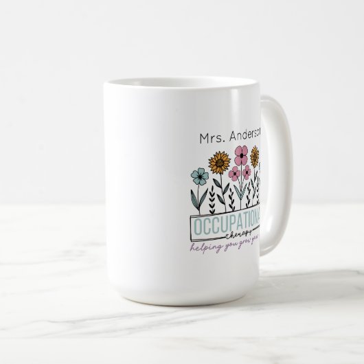 Berufstherapeutische Wildblumen Lehrername Kaffeetasse (VorderseiteRechts)