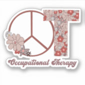 Berufstherapie Spaß Friede signieren Blumenaufkleb Aufkleber (Vorderseite)