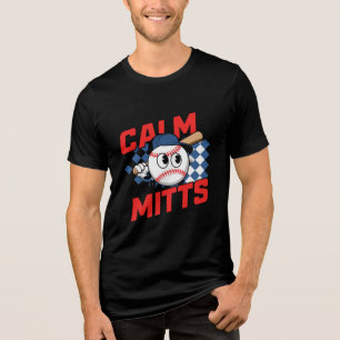 Beruhige deine Handschuhe Baseball-Cartoon-Design Tri-Blend Shirt