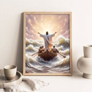 Beruhige den Sturm, Christliche Kunst, Friede sei  Poster