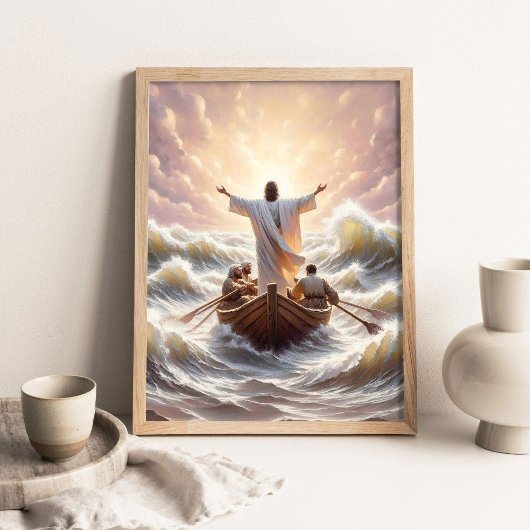 Beruhige den Sturm, Christliche Kunst, Friede sei  Poster