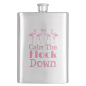 Beruhige dich auf dem Flock Funny Flamingo Flachmann (Vorderseite)