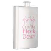 Beruhige dich auf dem Flock Funny Flamingo Flachmann (Rechts)