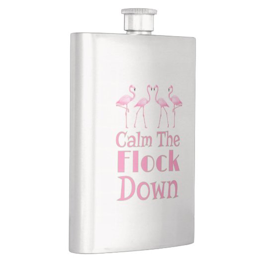 Beruhige dich auf dem Flock Funny Flamingo Flachmann (Rechts)