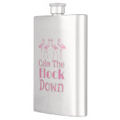 Beruhige dich auf dem Flock Funny Flamingo Flachmann (Links)