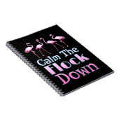 Beruhige dich auf dem Flock Funny Flamingo Notizblock (Rechte Seite)