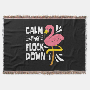 Beruhige dich auf dem Flock Funny Pink Flamingo Decke