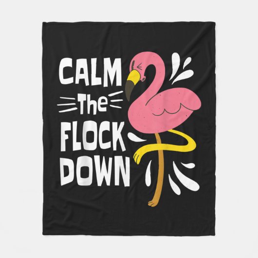 Beruhige dich auf dem Flock Funny Pink Flamingo Fleecedecke (Vorderseite)