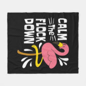 Beruhige dich auf dem Flock Funny Pink Flamingo Fleecedecke (Vorderseite (Horizontal))