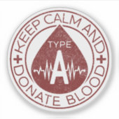 Beruhige Haut behalten und Blutarmbleme Typ A Aufkleber (Vorderseite)