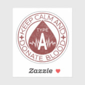 Beruhige Haut behalten und Blutarmbleme Typ A Aufkleber (Blatt)